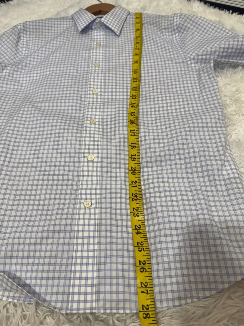 Banana Republic untucked Light Blue Micro Check Dress Shirt